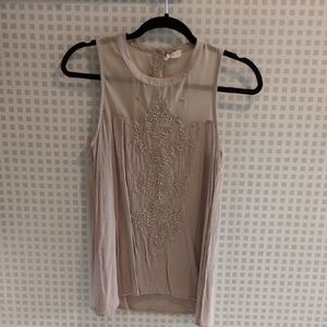 Japna Sleeveless Embroidered Blouse - Beige